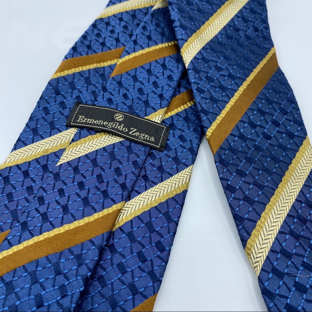 Ermenegildo Zegna Blue Gold Stipe Tie